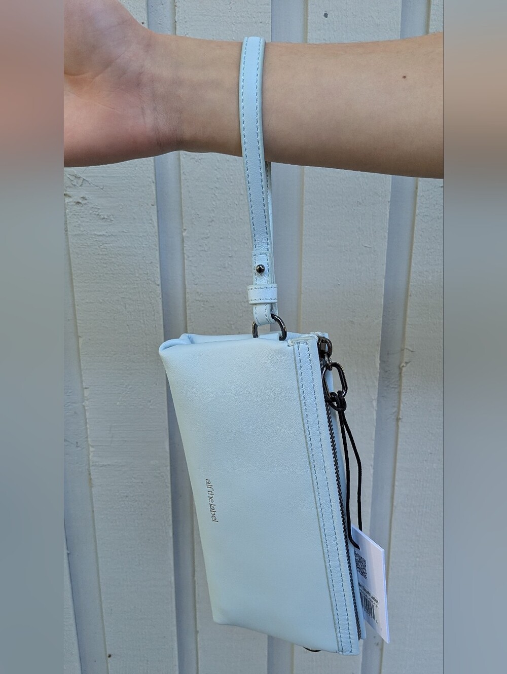 BNWT Alf The Label Sky (Ice) Blue Nappa Leather Anita Convertible Carry-All